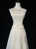 Elegant A Line Strapless Lace Floor Length Prom Dress Wedding Dress Evening Dress Party Dress HZ0319