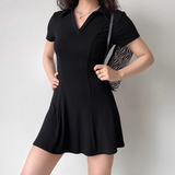Minimalist A Line Black Short Casual Skirt Women Teenage Girl Summer Date Dress HZ0319