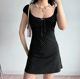 Casual A Line Puffed Sleeves Short Skirt Women Teeage Girl Summer Dress HZ0319