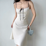 Minimalist Spaghetti Straps Lace up Women Teenage Girl Summer Date Dress Casural Dress HZ0319