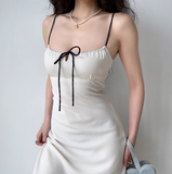Minimalist Spaghetti Straps Lace up Women Teenage Girl Summer Date Dress Casural Dress HZ0319