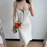 Minimalist Spaghetti Straps Lace up Women Teenage Girl Summer Date Dress Casural Dress HZ0319