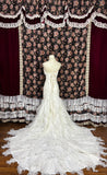 Elegant Asymmetrical Shoulder Pleated Flower Floor Length Prom Dress Evening Dress Wedding Dress HZ0319