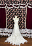 Elegant Asymmetrical Shoulder Pleated Flower Floor Length Prom Dress Evening Dress Wedding Dress HZ0319