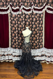 Gorgeous Black Asymmetrical Shoulder Embroidered Flower Floor Length Prom Dress Evening Dress Party Dress HZ0319