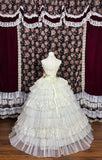 Charming Strapless Embroidered Tiered Lace Tulle Long Prom Dress Evening Dress Wedding Dress Ball Gown HZ0319
