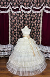 Charming Strapless Embroidered Tiered Lace Tulle Long Prom Dress Evening Dress Wedding Dress Ball Gown HZ0319