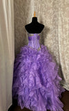 Gorgeous Sweetheart Neckline Sequins Ruffle Ball Gown Long Prom Dress Evening Dress Gala Dress HZ0319