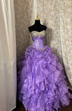 Gorgeous Sweetheart Neckline Sequins Ruffle Ball Gown Long Prom Dress Evening Dress Gala Dress HZ0319