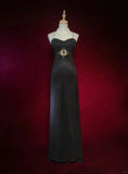 Elegant Black Prom Dress Spaghetti Straps Backless Crystal Gala Dress Evening Dress Dancing Dress HZ0319