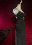 Elegant Black Prom Dress Spaghetti Straps Backless Crystal Gala Dress Evening Dress Dancing Dress HZ0319