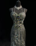 Gorgeous Prom Dress Spaghetti Straps Crystal Backless Gala Dress Evening Dress HZ0319