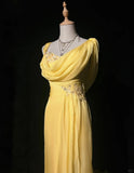 Elegant Prom Dress Asymmetrical Neck Sequins Pleated Gala Dress Evening Dress Customized Dress HZ0319