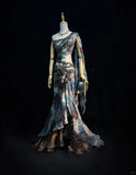 Enigmatic Prom Dress Asymmetrical Sleeve Vintage Sequin Gala Dress Evening Dress Customized Dress HZ0319