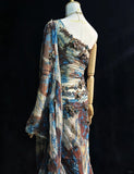 Enigmatic Prom Dress Asymmetrical Sleeve Vintage Sequin Gala Dress Evening Dress Customized Dress HZ0319