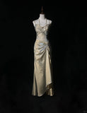 Elegant Prom Dress Spaghetti Straps Beading Pleated Gala Dress Evening Dress Customized Dress HZ0319