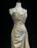 Elegant Prom Dress Spaghetti Straps Beading Pleated Gala Dress Evening Dress Customized Dress HZ0319
