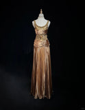 Shiny Prom Dress Spaghetti Straps Sequins Crystal Pleated Gala Dress Evening Dress Customized Dress HZ0319