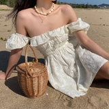 Beauty Women Dress Off the Shoulder Ruffle Summer Vacation Seaside Dress Teenage Girl Date Dress HZ0319
