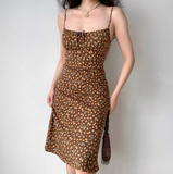 Sweet Knee Length Dress Spaghetti Straps Floral Dress Women Teenage Girl Date Dress HZ0319