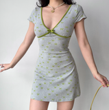 Vacation Summer Dress A Line V-neckShort Skirt Women Teenage Girl Seaside Date Dress HZ0319