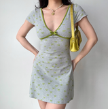 Vacation Summer Dress A Line V-neckShort Skirt Women Teenage Girl Seaside Date Dress HZ0319