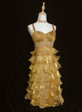 Elegant Short Prom Dress Spaghetti Straps Pleated Ruffle Evening Dress Gala Dress Birthday Outfits HZ0319