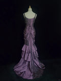 Elegant Prom Dress Spaghetti Straps Pleated Tiered Mermaid Dress Evening Dress Gala Dress HZ0319