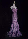 Elegant Prom Dress Spaghetti Straps Pleated Tiered Mermaid Dress Evening Dress Gala Dress HZ0319