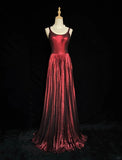 Charming Long Prom Dress Spaghetti Straps Backless Pleated Evening Dress Gala Dress Business Dinner Dress HZ0319