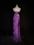 Charming Long Prom Dress Spaghetti Straps Sequins Pleated Evening Dress Gala Dress Business Dinner Dress HZ0319