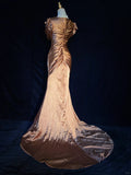 Elegant Prom Dress V-neck Pleated Floor Length Evening Dress Gala Dress Business Dinner Dress HZ0319