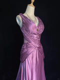 Elegant Prom Dress V-neck Pleated Long Evening Dress Business Dinner Dress Gala Dress HZ0319