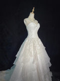 Elegant Wedding Dress Spaghetti Straps Tiered Ruffle Wedding Dress Evening Dress Gala Dress HZ0319