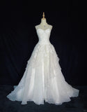 Elegant Wedding Dress Spaghetti Straps Tiered Ruffle Wedding Dress Evening Dress Gala Dress HZ0319