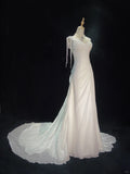 Elegant Wedding Dress Asymmetrical Neck Pleated Wedding Dress Evening Dress Gala Dress Prom Dress HZ0319
