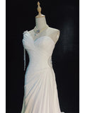 Elegant Wedding Dress Asymmetrical Neck Pleated Wedding Dress Evening Dress Gala Dress Prom Dress HZ0319