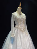 Elegant Wedding Dress Square Neck Pearl Wedding Dress Ball Gown Gala Dress Prom Dress HZ0319