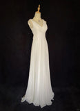 Charming Wedding Dress V-neck Pleated Backless Wedding Dress Gala Dress Prom Dress HZ0319