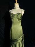 Pretty Prom Dress Spaghetti Straps Pleated Evening Dress Gala Dress Business Dinner Dress HZ0319