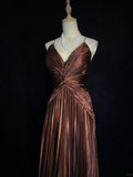 Gorgeous Prom Dress Spaghetti Straps Pleated Business Dinner Dress Evening Dress Gala Dress HZ0319