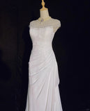 Charming Prom Dress Crew Neck Beading Pleated Floor Length Business Dinner Dress Evening Dress Gala Dress HZ0319