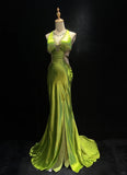 Charming Prom Dress V-neck Beading Split Gala Dress Business Dinner Dress Evening Dress Prom Gown HZ0319