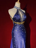 Sexy Prom Dress Halter Crystal Gala Dress Evening Dress Prom Gown Business Dinner Dress HZ0319