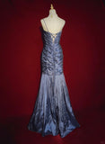 Elegant Prom Dress Spaghetti Straps Pleated Gala Dress Evening Dress Business Dinner Dress Mermaid Dress HZ0319