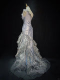 Beauty Prom Dress One Shoulder Tulle Ruffle Gala Dress Evening Dress Business Dinner Dress HZ0319