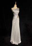 Elegant Prom Dress One Shoulder Blackless Pleated Gala Dress Evening Dress Business Dinner Dress HZ0319