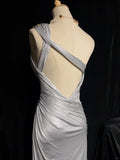 Elegant Prom Dress One Shoulder Blackless Pleated Gala Dress Evening Dress Business Dinner Dress HZ0319