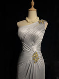 Elegant Prom Dress One Shoulder Blackless Pleated Gala Dress Evening Dress Business Dinner Dress HZ0319