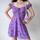Sexy Summer Dress A Line V-neck Print Flower Short Skirt Women Teenage Girl Dress Date Dress Vacation Dress HZ0319